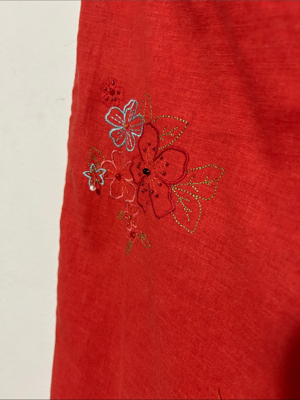 Red Embroidered Capris - Picture 12 of 15